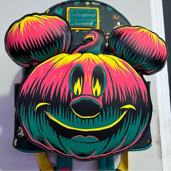 Disney Parks Halloween Mickey Pumpkin Loungefly Backpack - Picture 2 of 4